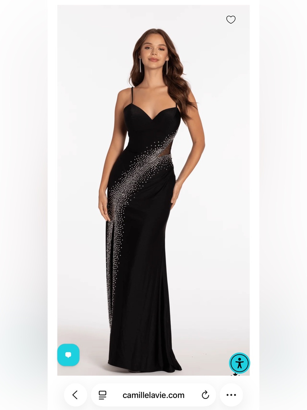 Camille La vie Sweetheart jersey column Dress with Crystal Heat set stone